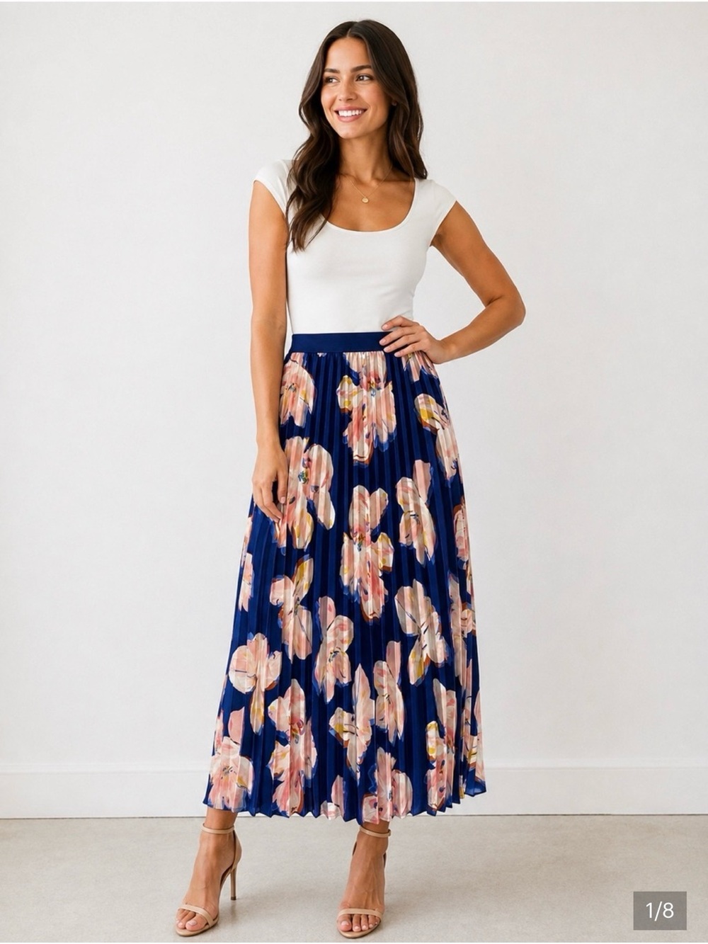 A New Day Pleated Navy Floral Maxi Skirt - Women's Navy Floral Skirt